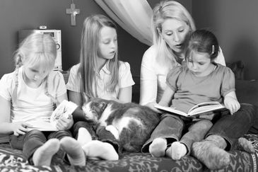 Family reading together